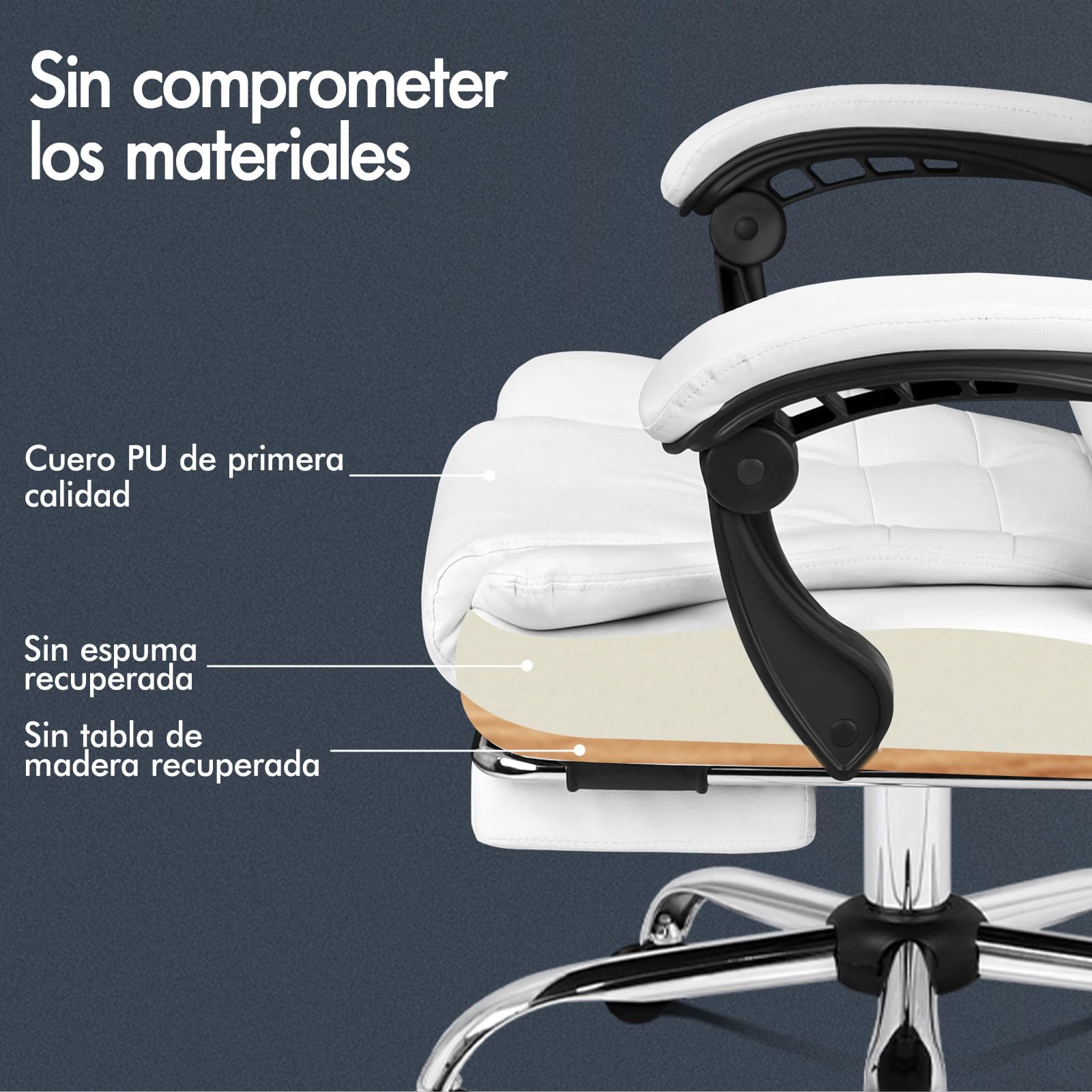 ALFORDSON Silla de Oficina Ejecutiva, Silla de Oficina de Masaje con Respaldo de Palanca, Silla de Escritorio Ergonómica con Gran Acolchado, Sillón, Silla Giratoria, Cuero PU, Blanco