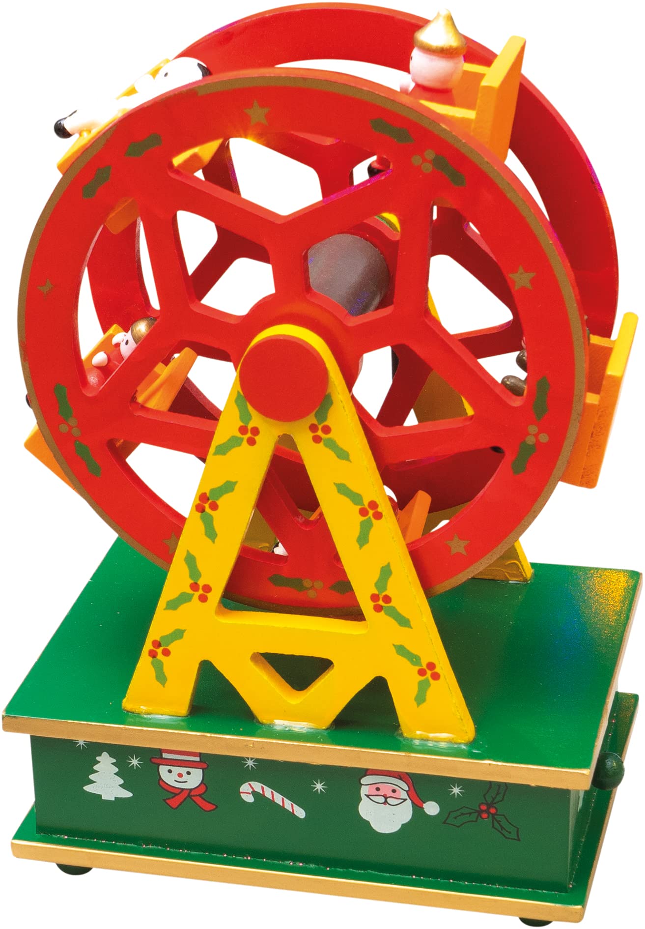 St Helens Wooden Ferris Wheel Music Box - Mechanical - Red/Green