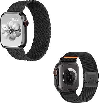 Stretchy Braided Solo Loop Compatible with Apple Watch Band 38mm 40mm 41mm 42mm 44mm 45mm 46mm 49mm Men Women, Elastic Nylon Strap Sport Wristbands for iWatch Series 10/9/8/SE/7/6/5/4/3/2/1/Ultra