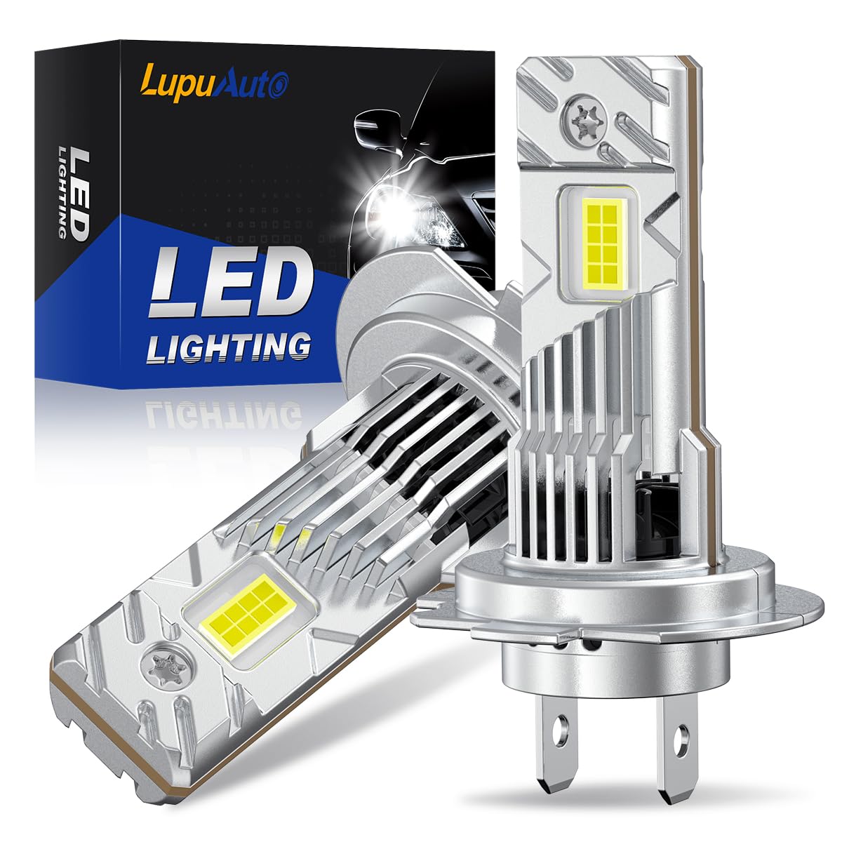 Ampoule H7 LED Phare 30000LM 120W 500% Lumière 6500K Blanc Cooling Fan, 1:1 Remplace Lampes Halogènes et Xénon, Lampe LED H7 pour Feux de Croisement/Route et Antibrouillard Voiture, 2Pcs