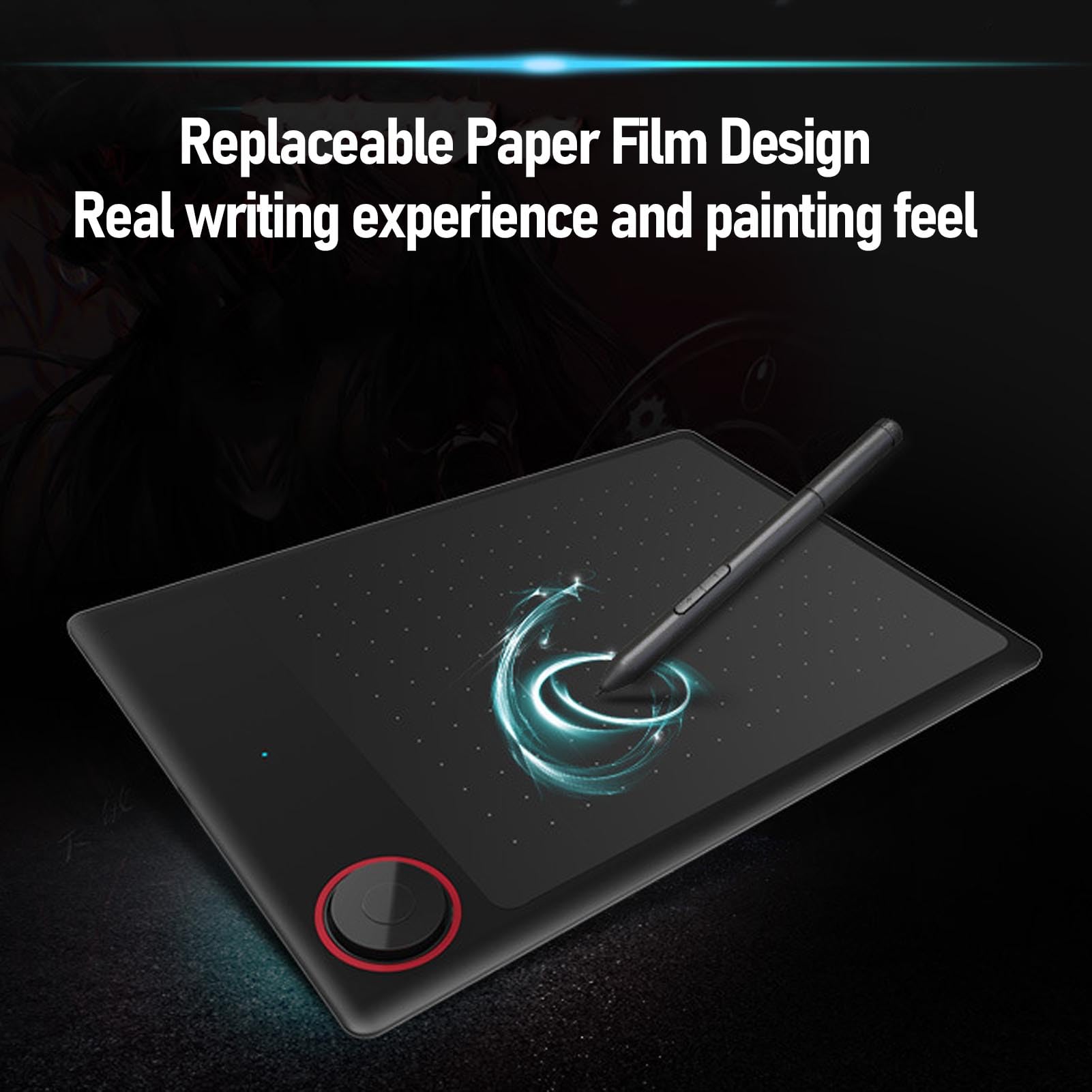 Tablet da Disegno Grafico Portatile da 10x6 Pollici, Tablet di Arte Digitale con 8192 Sensibilità di Pressione Nessuna Penna a Batteria e 1 Tasto Mmello M, per Mac, PC e Android