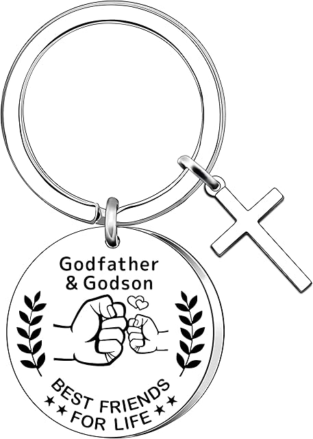 AMZQ Godfather Gifts from Godson Godfather Keyring Keychain Cross Present