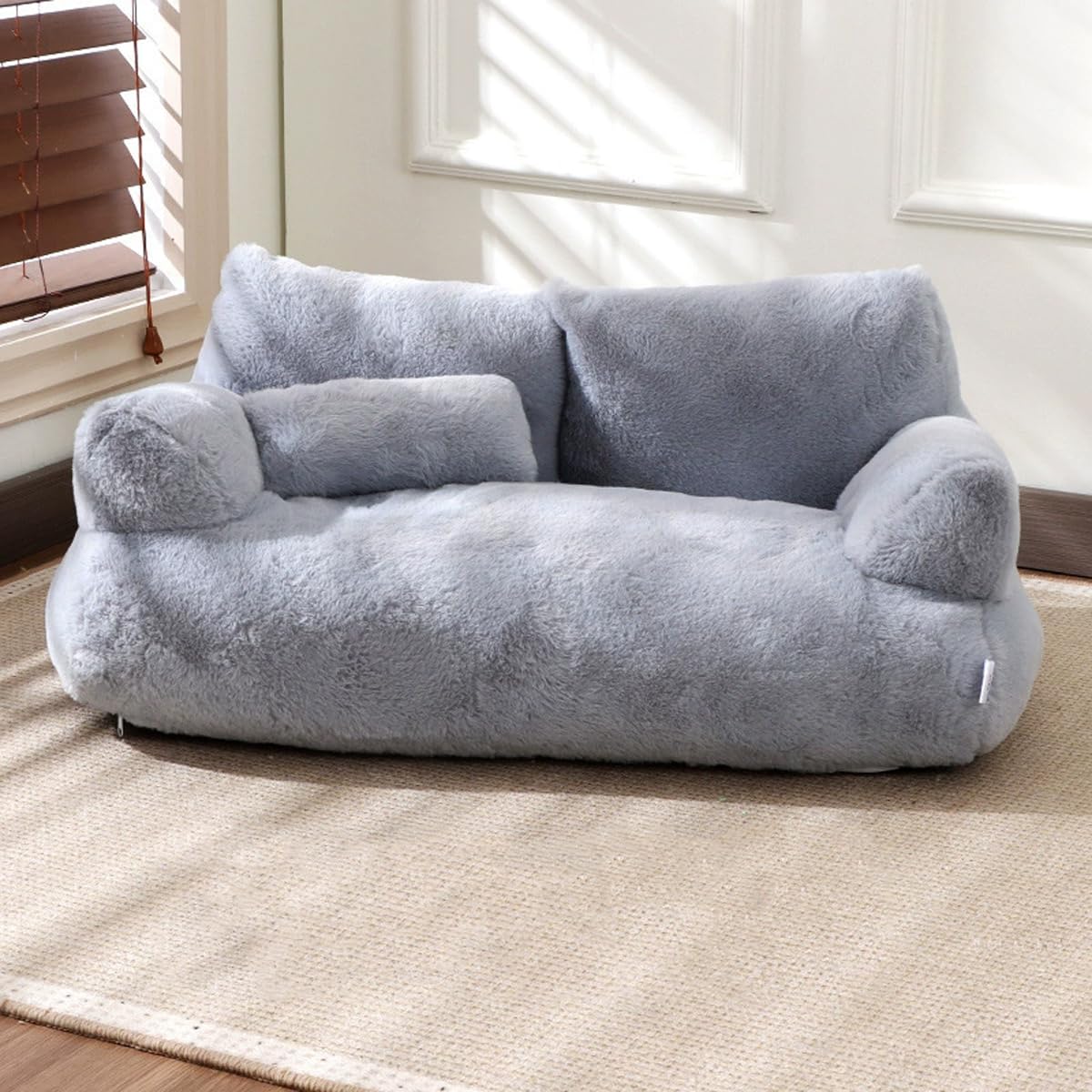 Sofá cama suave para mascotas, sofá cama para gatos y perros con cremallera y almohada, cojín lavable para muebles de mascotas, colchón ortopédico antideslizante y calmante (90 x 48 x 27 cm