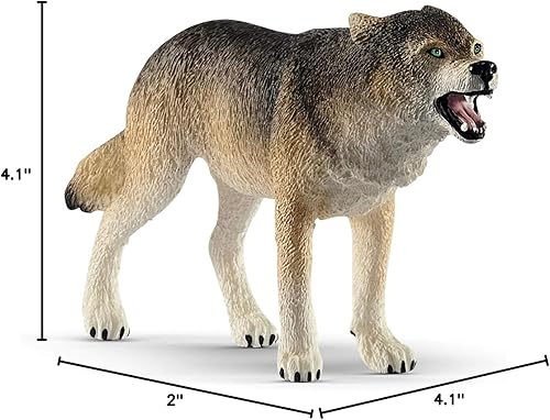 Miniatura 5 de Schleich Wild Life - Figura realista de lobo gris merodeando, figura duradera de animales del bosque norteamericanos para niños, juguete perfecto
