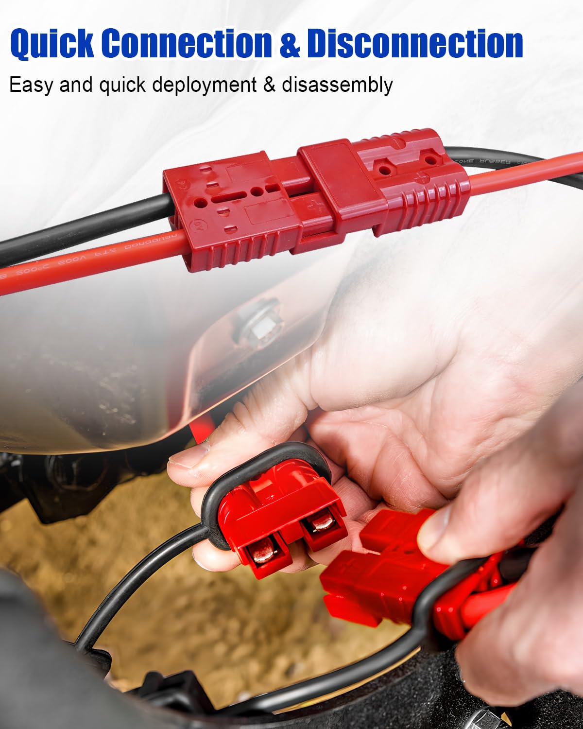 7Ft Quick Disconnect Winch Power Cable, 4 Gauge 4 AWG Copper Wiring for Easy Connect and Disconnect