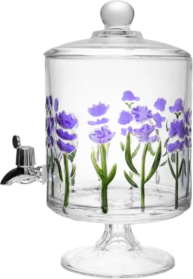 LYOR - Suqueira Bold com Pé e Tampa Redonda Lavanda Hand Painting 4,5L Cristal
