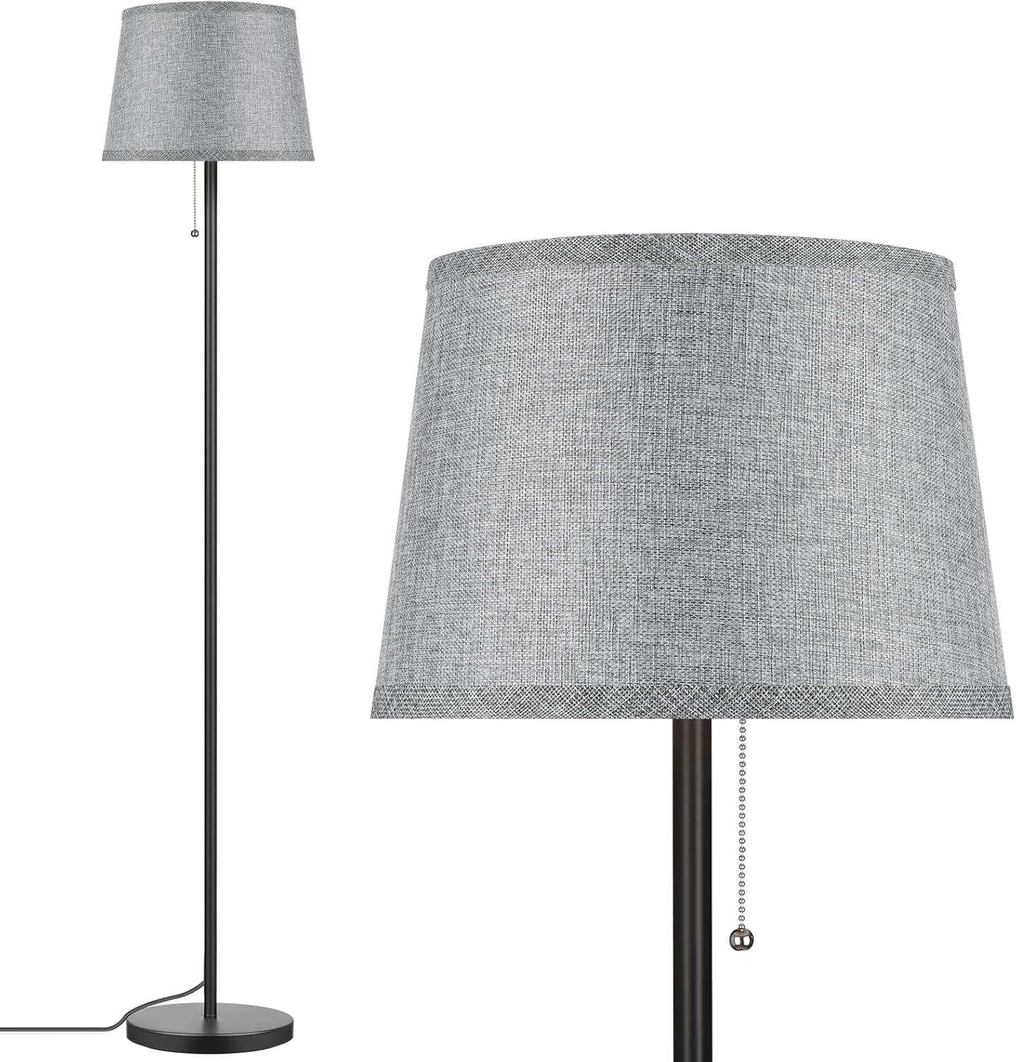 Coucrek Floor Lamp for Living Room, Modern Standing Lamps with Gray