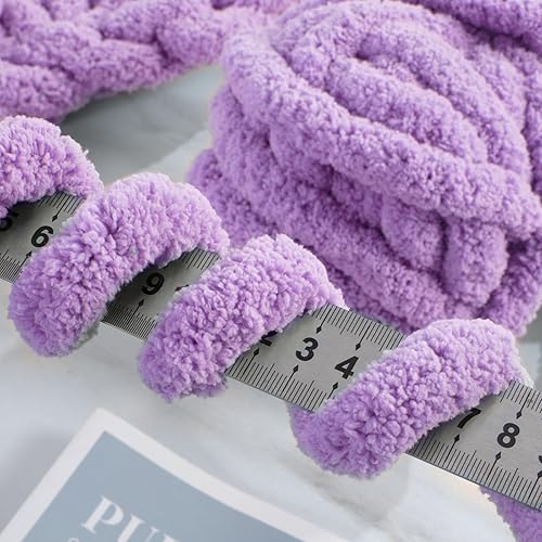 Miniatura 5 de MABOZOO Paquete de 8 hilos gruesos para tejer a ganchillo, hilo de felpilla esponjoso color morado, hilo de felpa suave voluminoso, hilo gigante