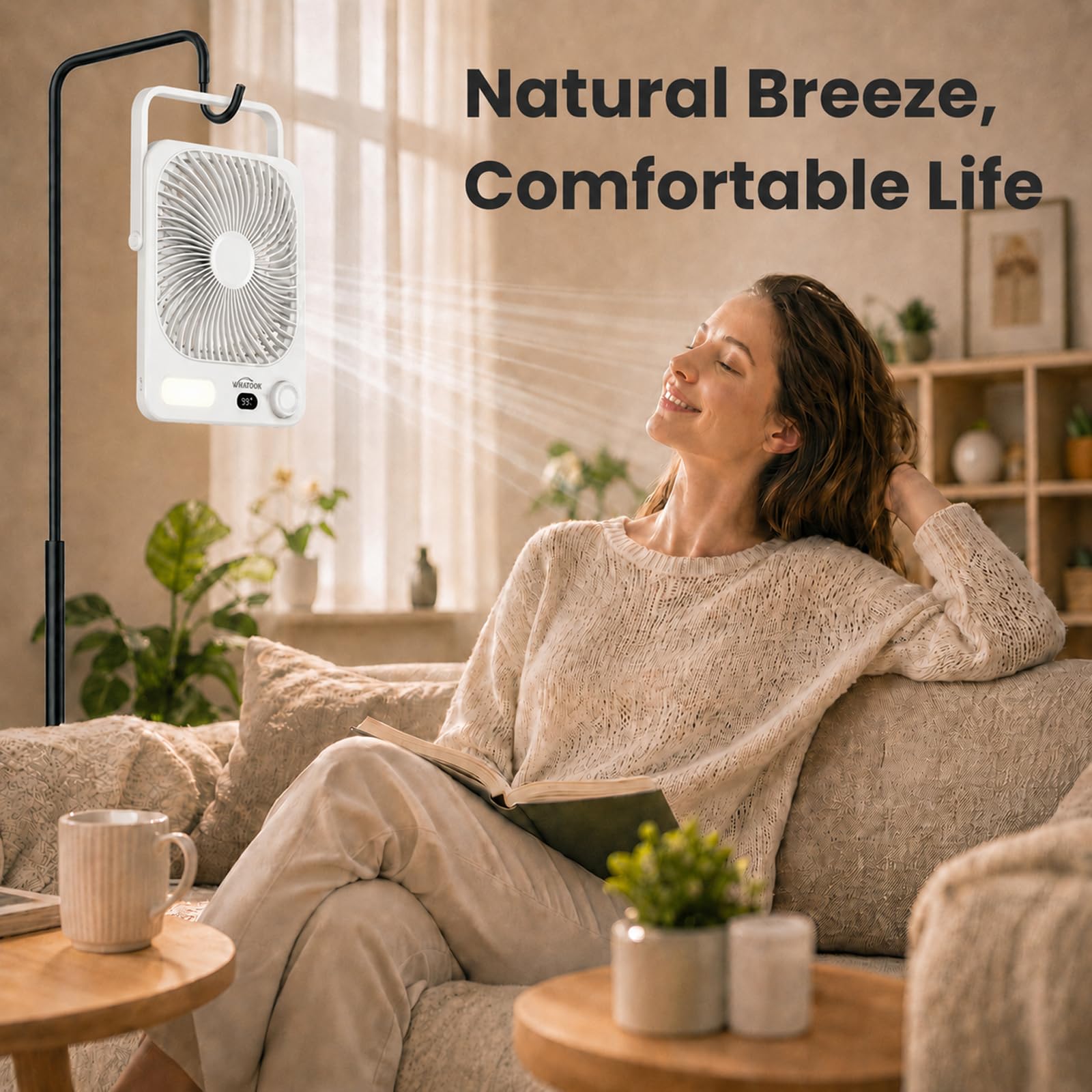 WHATOOK Ventilador de escritorio de 10000 mAh