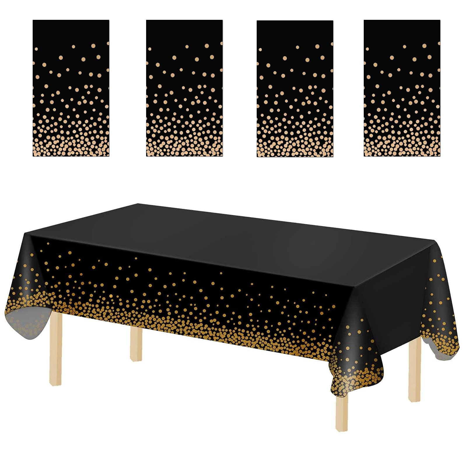 Qimeyu Nappe Noire Jetable,Nappe Noire,137 * 274 Cm Nappes Table Rectangulaire,4 Pièces Nappes Noires Tissu Pour Fête Pique Nique Barbecue Anniversaire Banquet