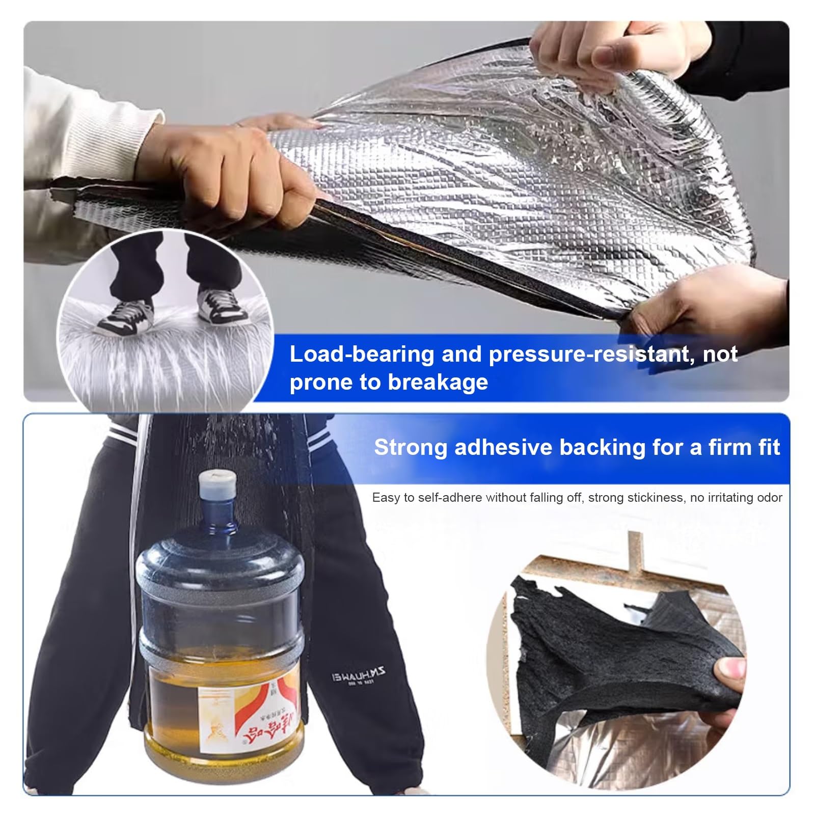 Espuma aislante autoadhesiva con lámina de aluminio en relieve para amortiguar el sonido, barrera térmica impermeable resistente al calor en aplicaciones automotrices e industriales