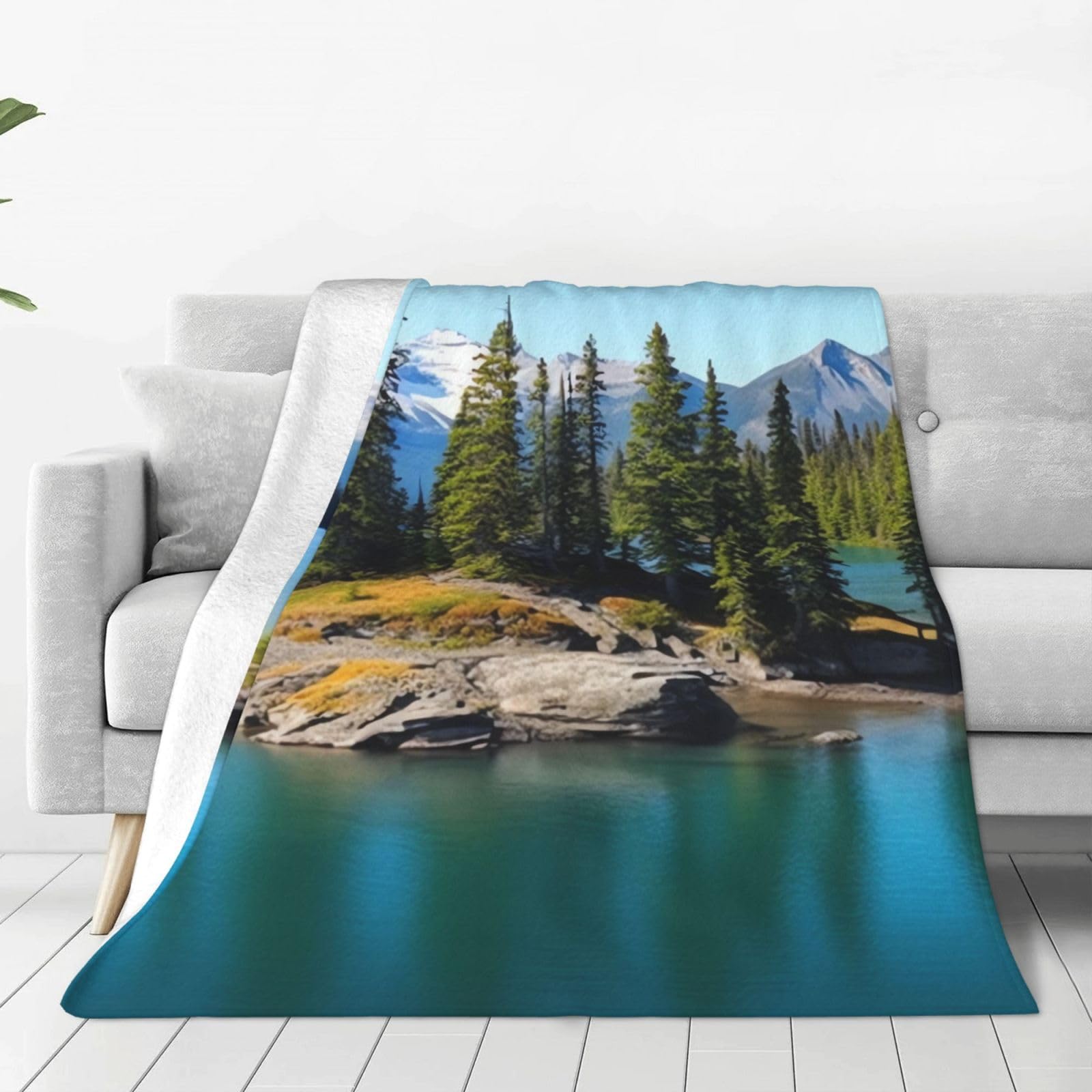 KLOPH Spirit Island in Lake Throw Blanket 80"x60" Flannel Fluffy Warm Blanket for Couch, Reversible Plush Blankets for Bed, Comfy Fuzzy Blanket for Sofa, Plush Lightweight-Blankets for All Season