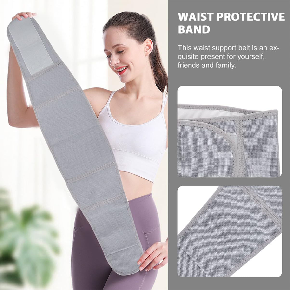 Heated Warm Waist Support Belt for Back Pain Relief Adjustable Unisex Back Brace Breathable Fabric for Sports and Daily Use