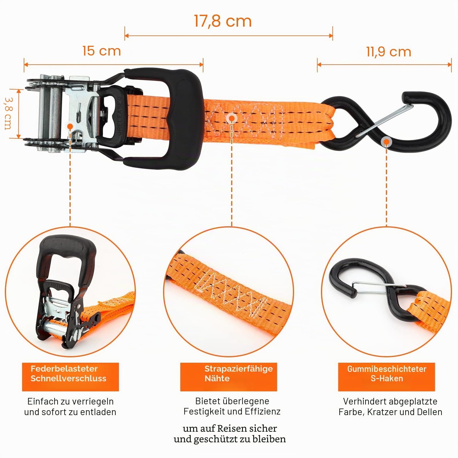 Ersatzreifenband, 3-Punkt-Ratschen-Y-Gurt für UTV, ATV, LKW-Bett-Dachträger, Ersatzreifenhalterung, 3,8 cm breiter, Verstellbarer Reifenspanngurt über dem Rad mit 3 Sicherheitsclip-Haken