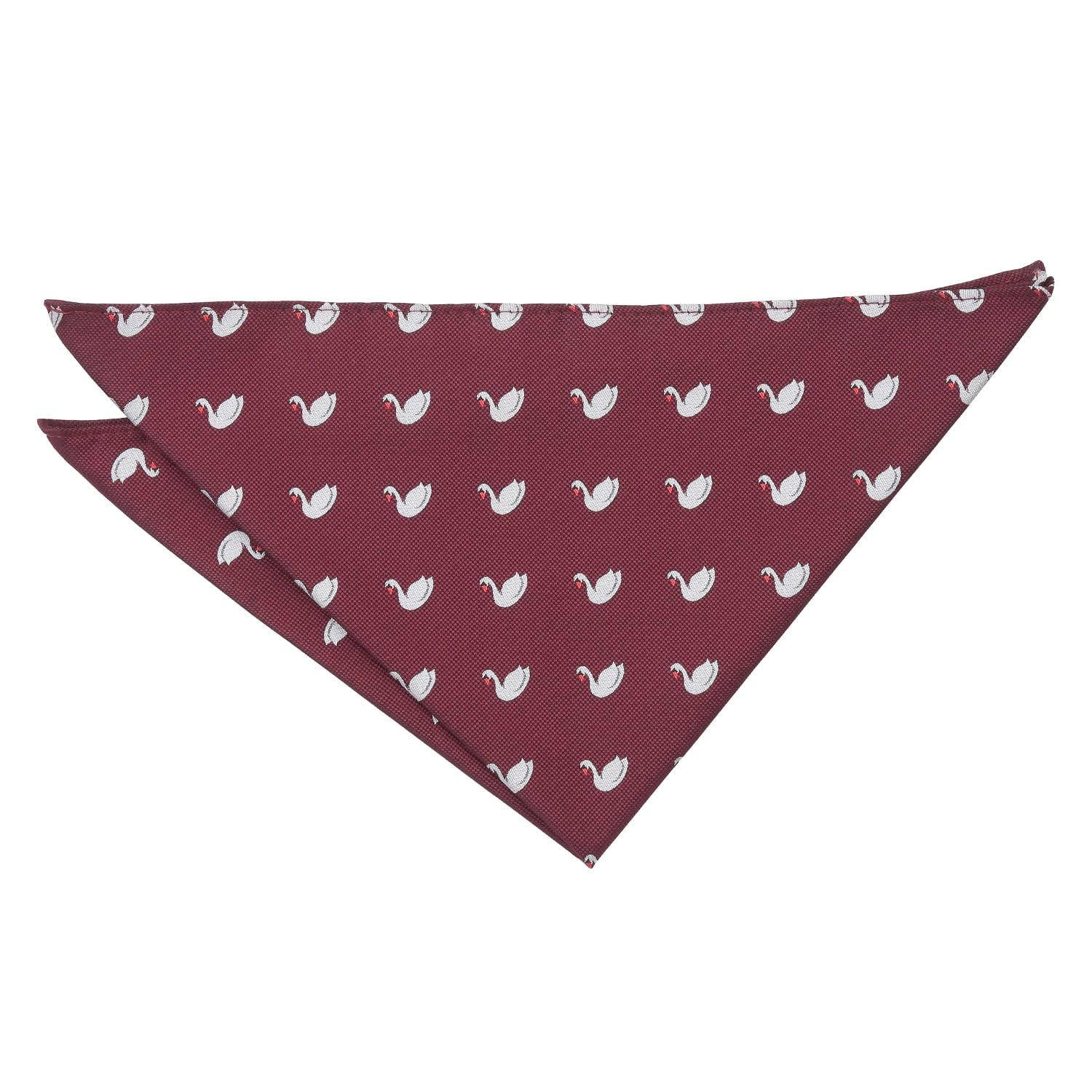 DQT Men's Embroidered Animals Novelty Handkerchief Pocket Square - Burgundy Swan