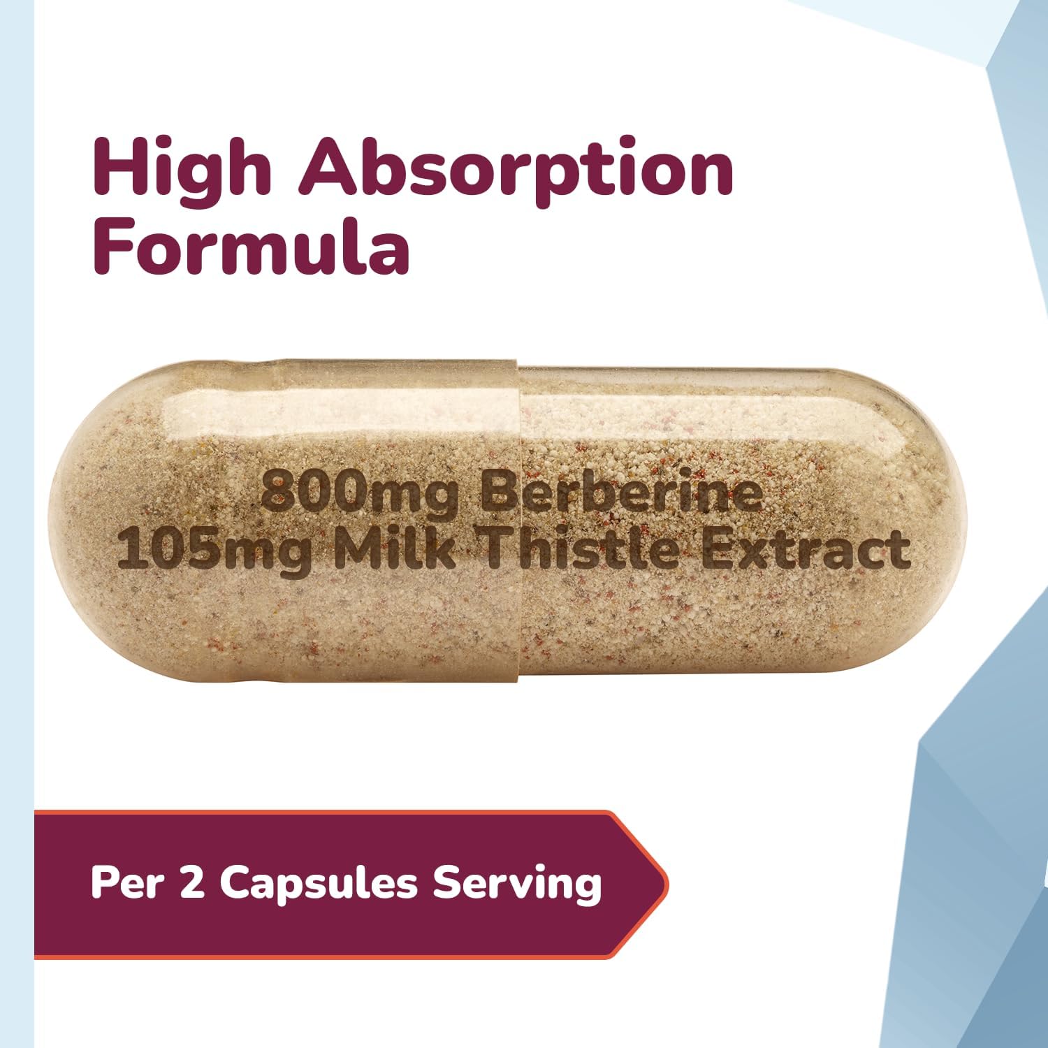 Berberine Supplement 800mg w/ Milk Thistle, Berberina Capsules Supports Heart Health, Weight Management, Cholesterol & Blood Sugar Levels in a Normal Range - Non-GMO-60 count, 30 Servings