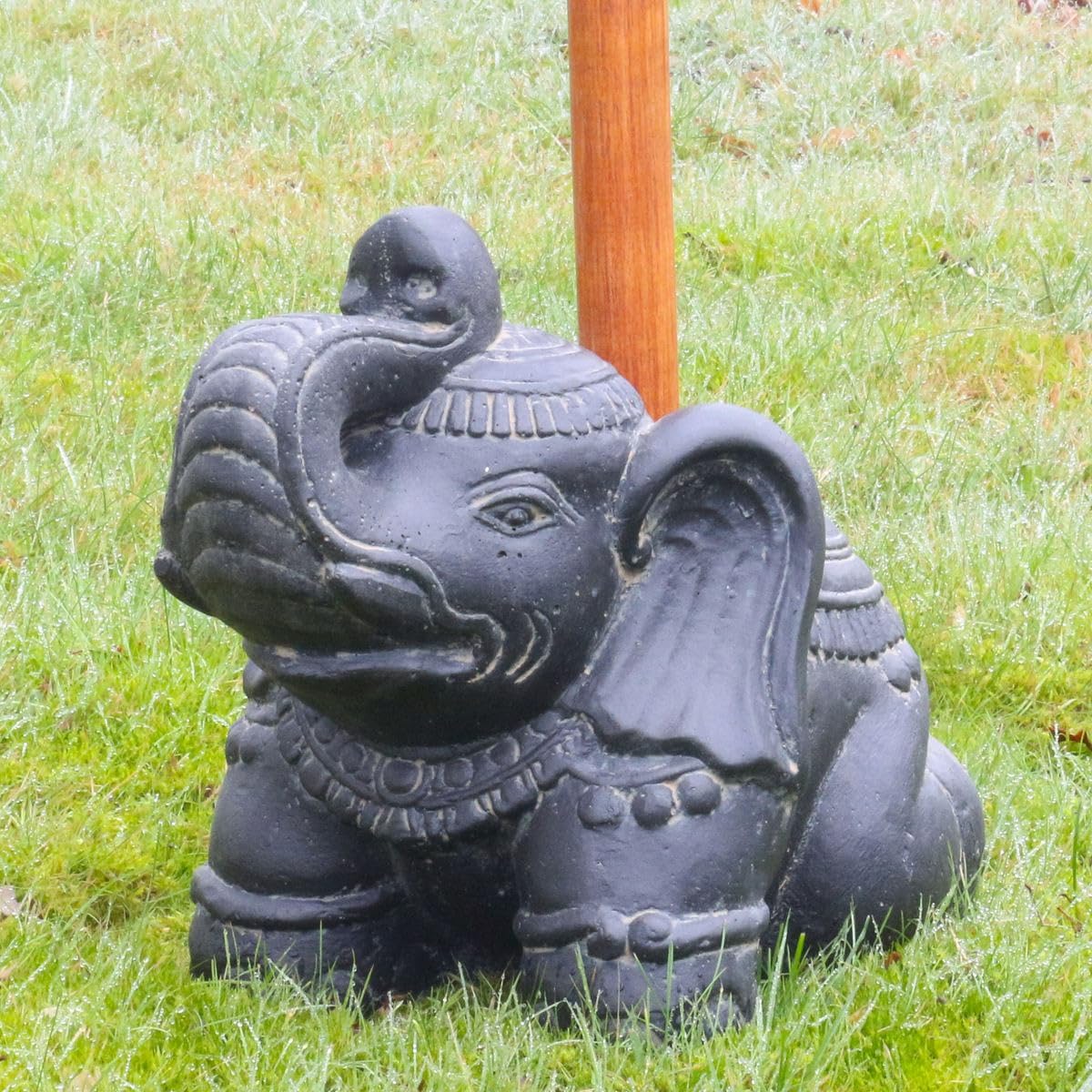 Oriental Galerie Parasol Stand Umbrella Stand Elephant Parasol Garden Stone Stand Holder for Bali Umbrellas in Elephant Shape Grey Garden