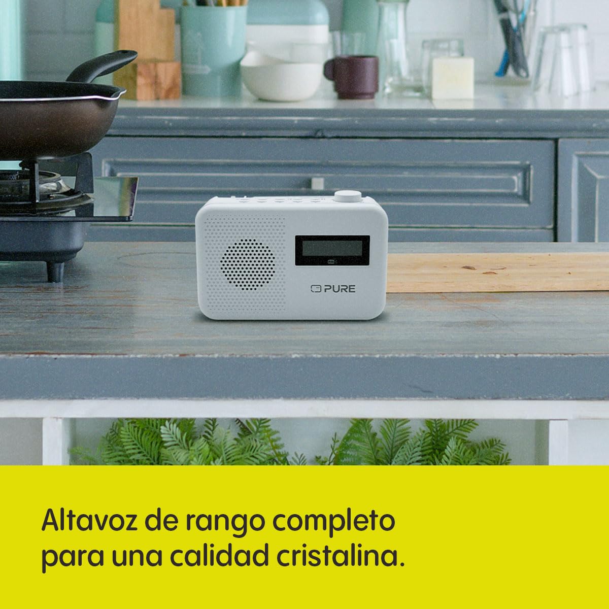 Pure Elan One2 Radio Portátil Dab+/FM con Bluetooth 5.1 (Pantalla LCD, 10 Botones de Memoria, Funciona con 4 Pilas AA) Blanco Algodón