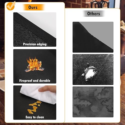 Miniatura 4 de Tapetes ignífugos de 32 x 60 pulgadas para chimeneas rectangulares resistentes al fuego, almohadillas de parrilla ignífugas, tapete para debajo