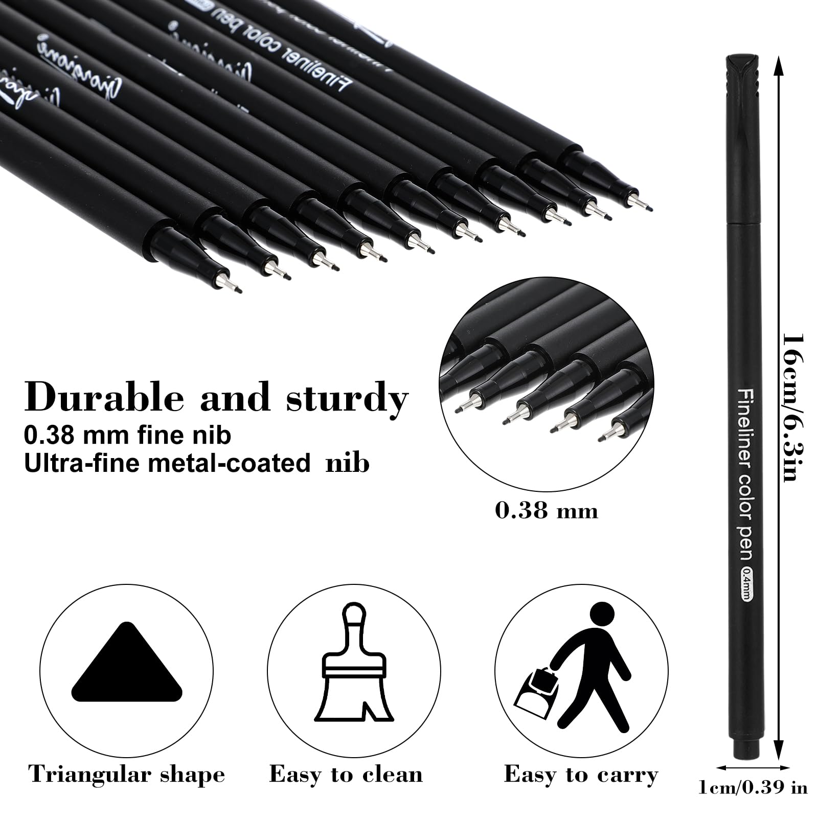 Black Fineliner Pens 18PCS 0.4mm Fine Tip Pens Smooth Drawing Quick Dry Black Ink Pens for for Journaling and Sketching Cute Aesthetic Journal Planner Fineliner Pens for Office School & Home Supplies - Image 2