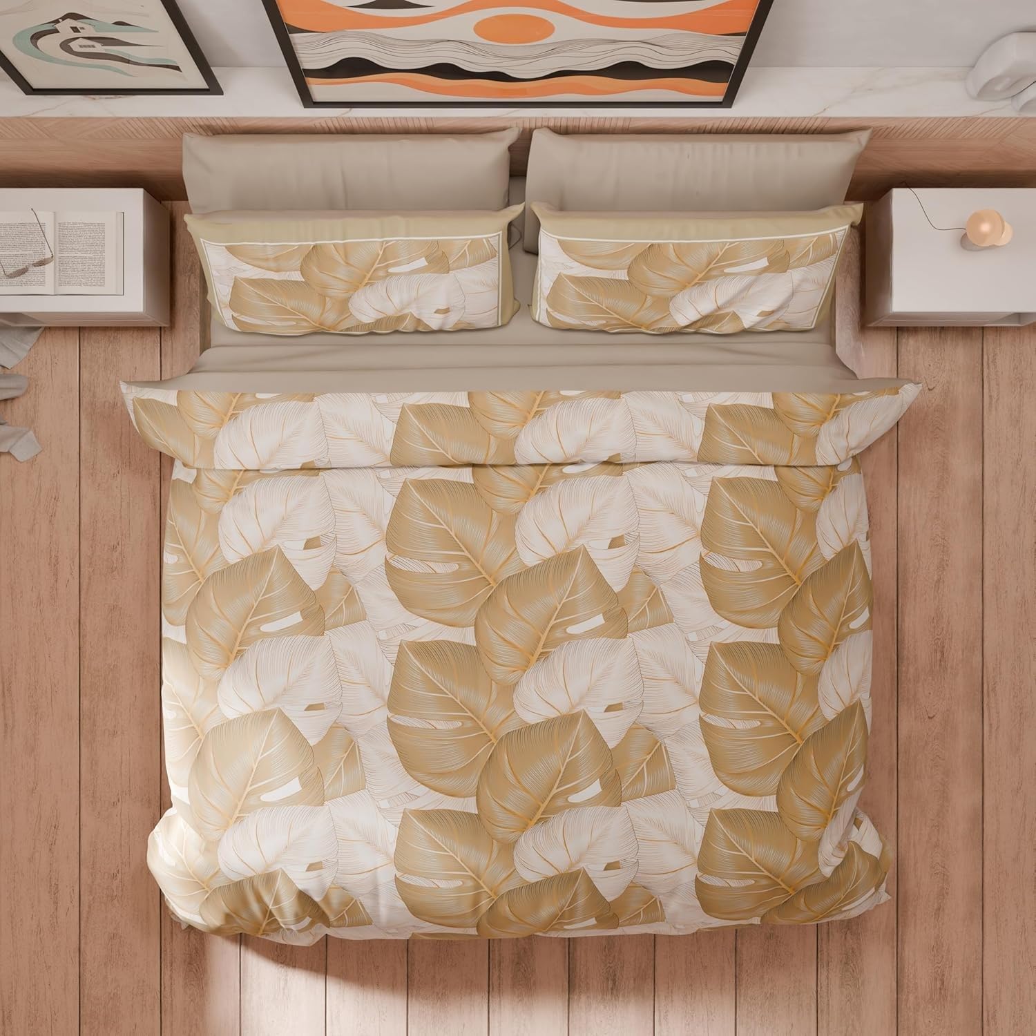 Parure de lit 220x240 feuille pour une chambre nature et des nuits sereines