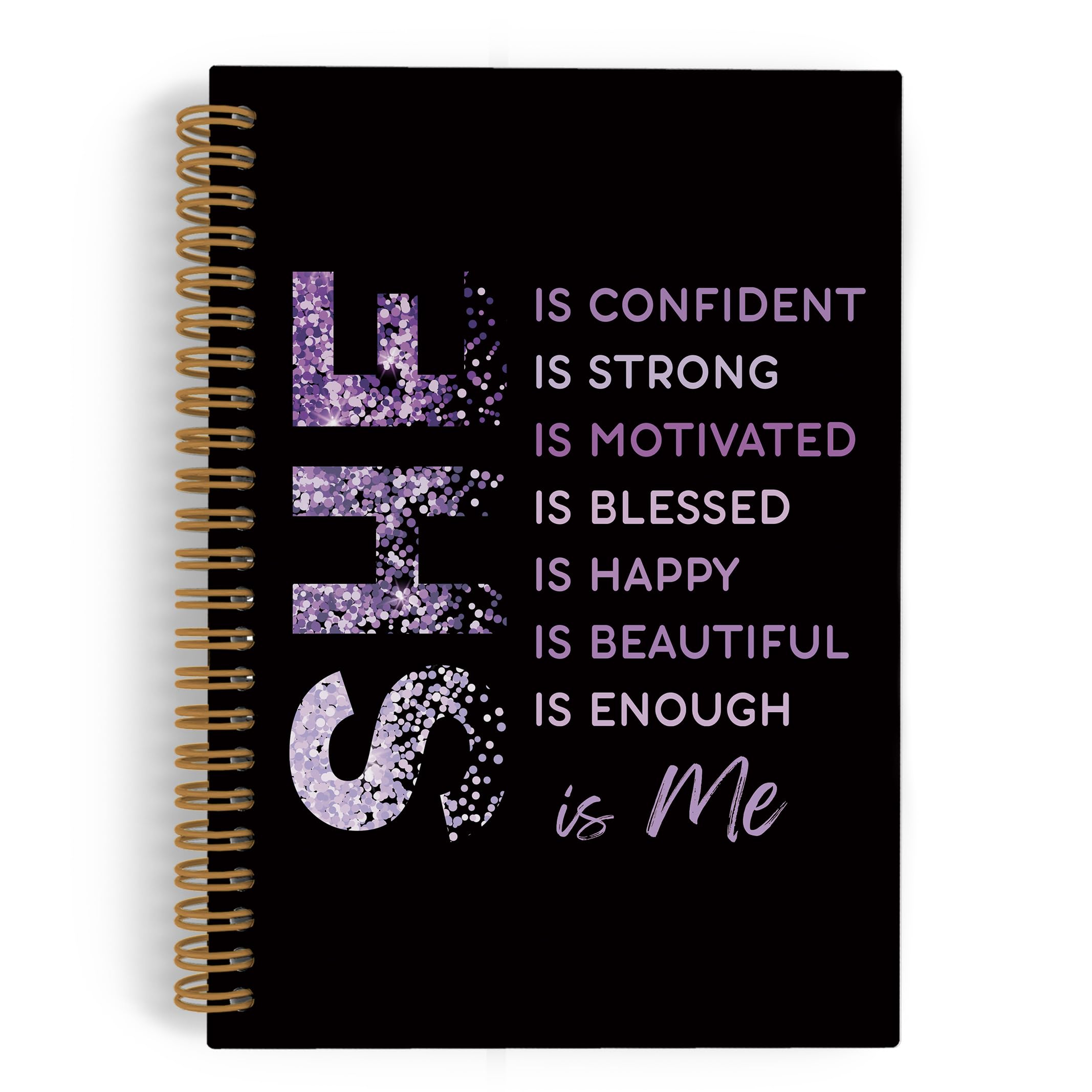 She Is Me Affirmations - Cuaderno en espiral con texto en inglés "She Is Me Affirmations", cuaderno inspirador para el cuidado personal, cuadernos de amor propio para el trabajo escolar