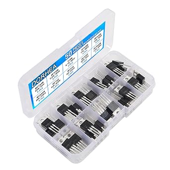 50 Pcs IRFZ44N IRF510N IRF520 IRF530N IRF540N IRF640N IRF740 IRF840 IRF3205 IRF9540 IRF Series 10 Values N-Channel Power MOSFET Transistors Assortment Kit