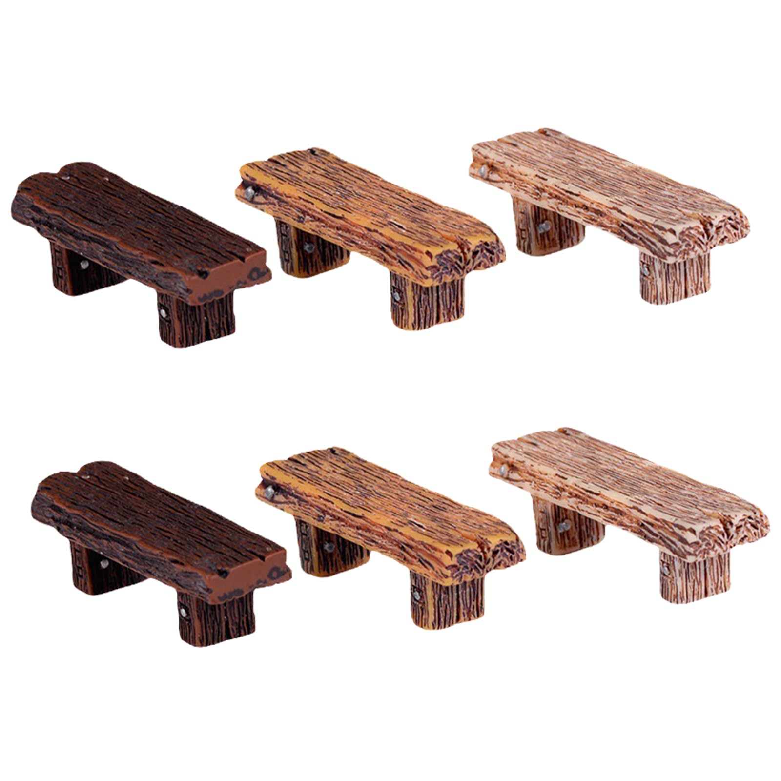 Satiskid 6 PCS Mini Resin Bench, Vintage Miniature Park Benches, Tiny Furniture Dollhouse Accessories for Fairy Garden, Moss Micro Landscape, DIY Craft & Photo Prop