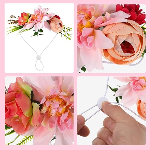 Miniatura 4 de Collar de flores de boda para perros, diadema de flores para perro, diadema de corona de flores para mascotas, corona natural de hojas de flores