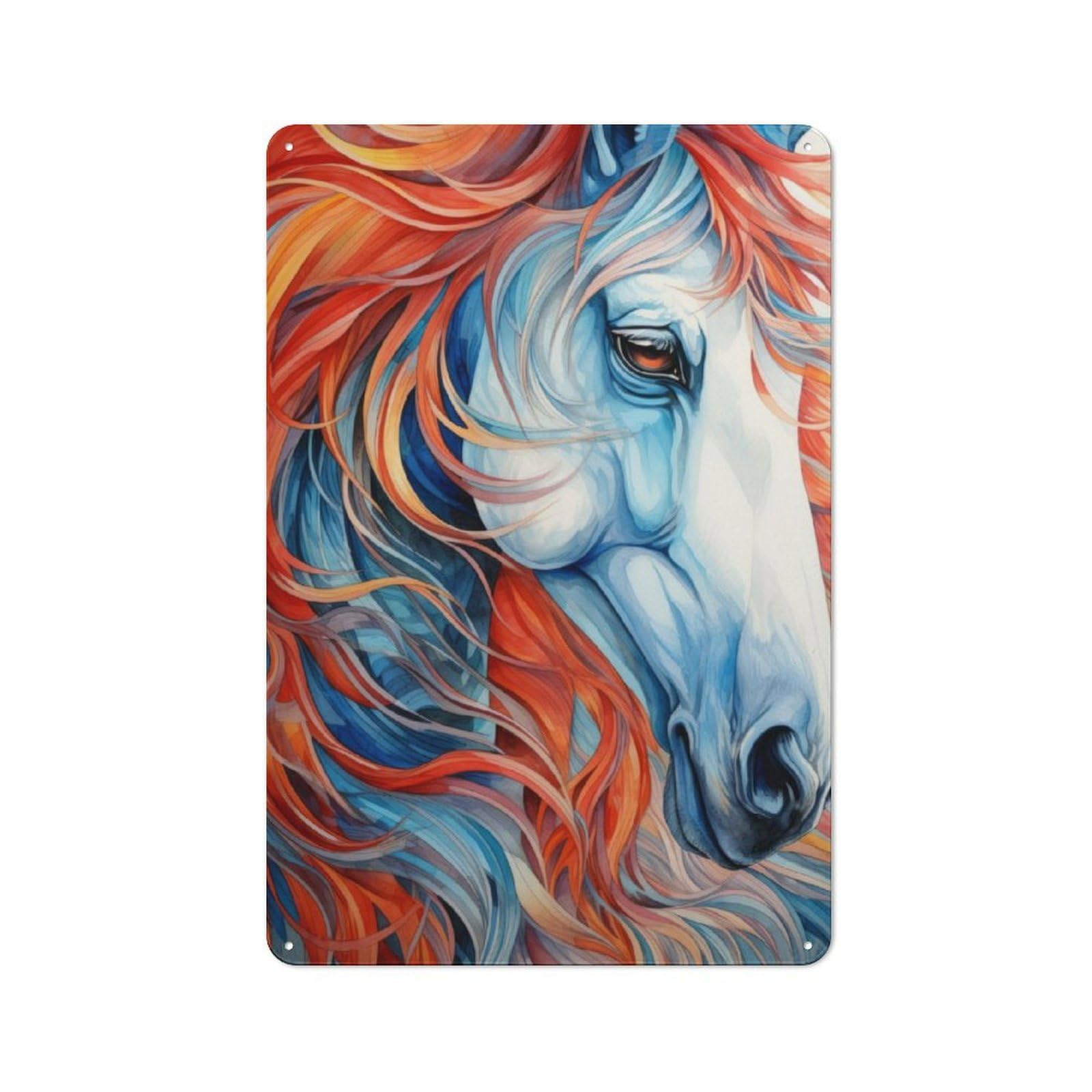 Junmoney Horse Amazing Portrait Vintage Tin Sign 30X20cm With For Living Room Or Hallway, For Living Room Decor Lovers