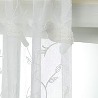 Vista 3 de VOGOL - Cortinas de cenefa bordadas para sala de estar, cenefas de granja para ventana de cocina, cortinas de cenefa blancas para ventanas pequeñas