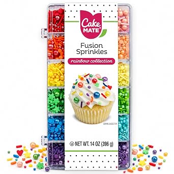 Cake Mate Rainbow Sprinkle Tacklebox, Assorted Shapes & Colors, 14 oz