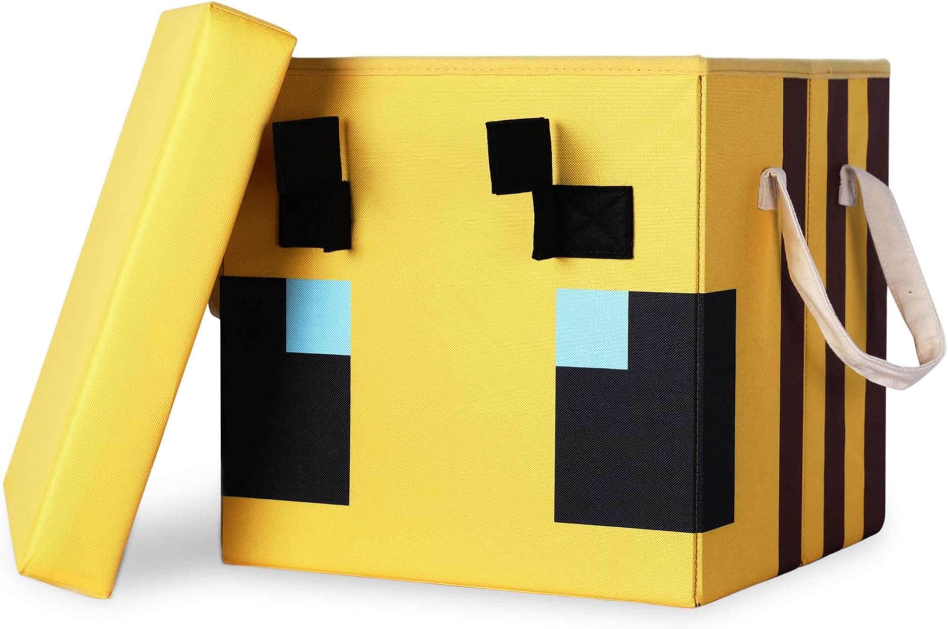 Minecraft Bee 15-Inch Storage Bin Chest with Lid | Foldable Fabric Basket Container, Cube Organizer with Handles, Cubby Closet Organizer | Video Game Gifts and Collectibles