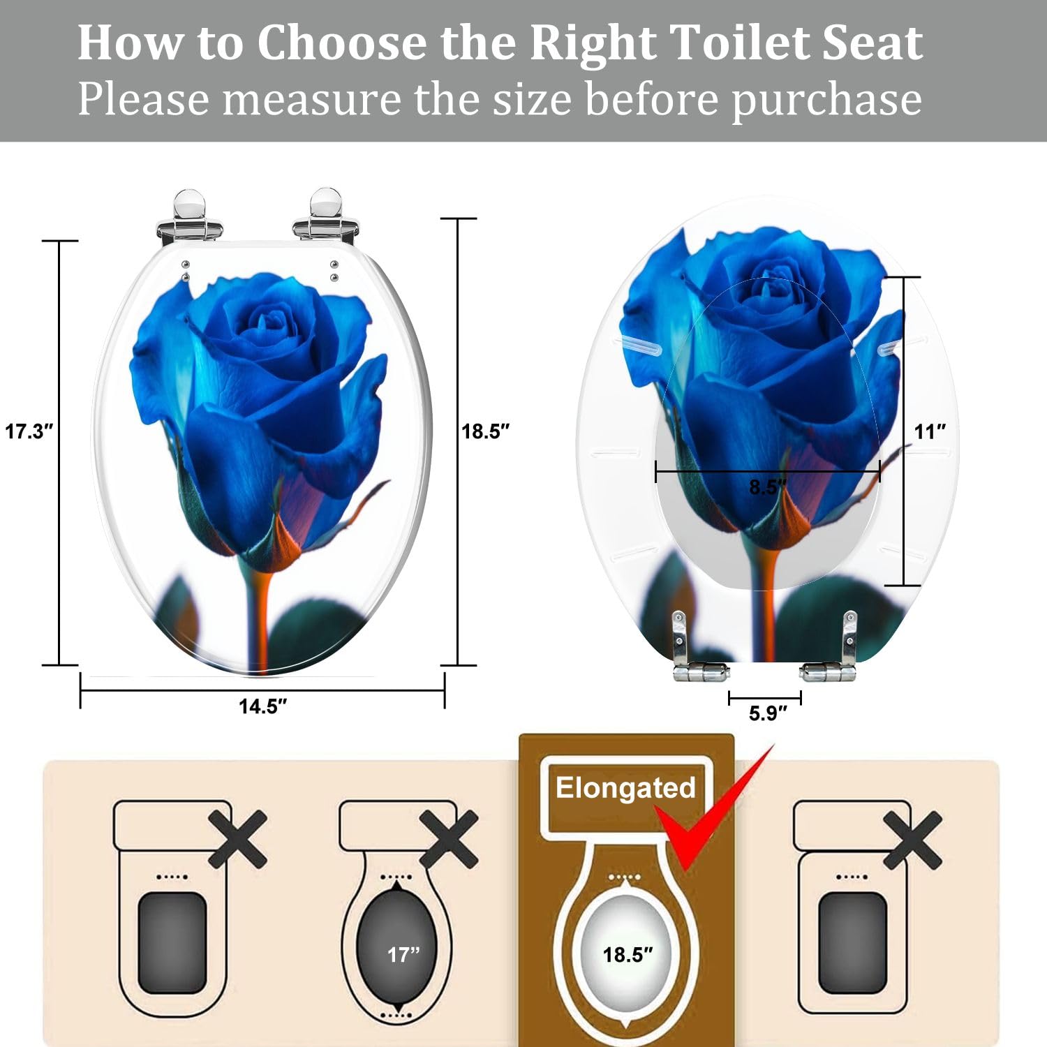 Sedile WC allungato generico per bagno
