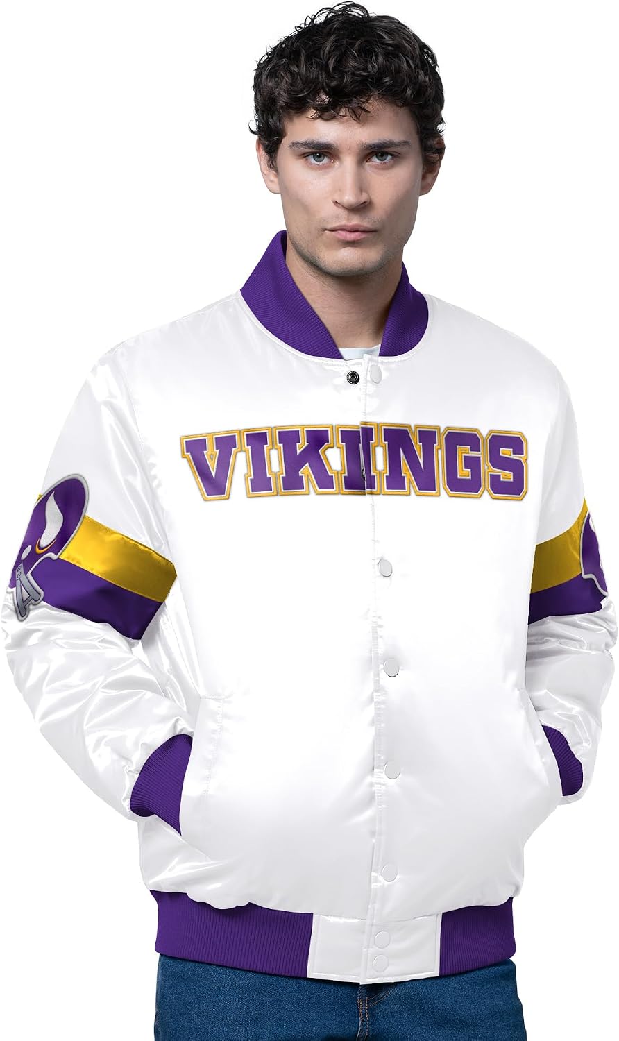 STARTER Men's NFL Triple Option Satin Varsity Full-Snap Jacket