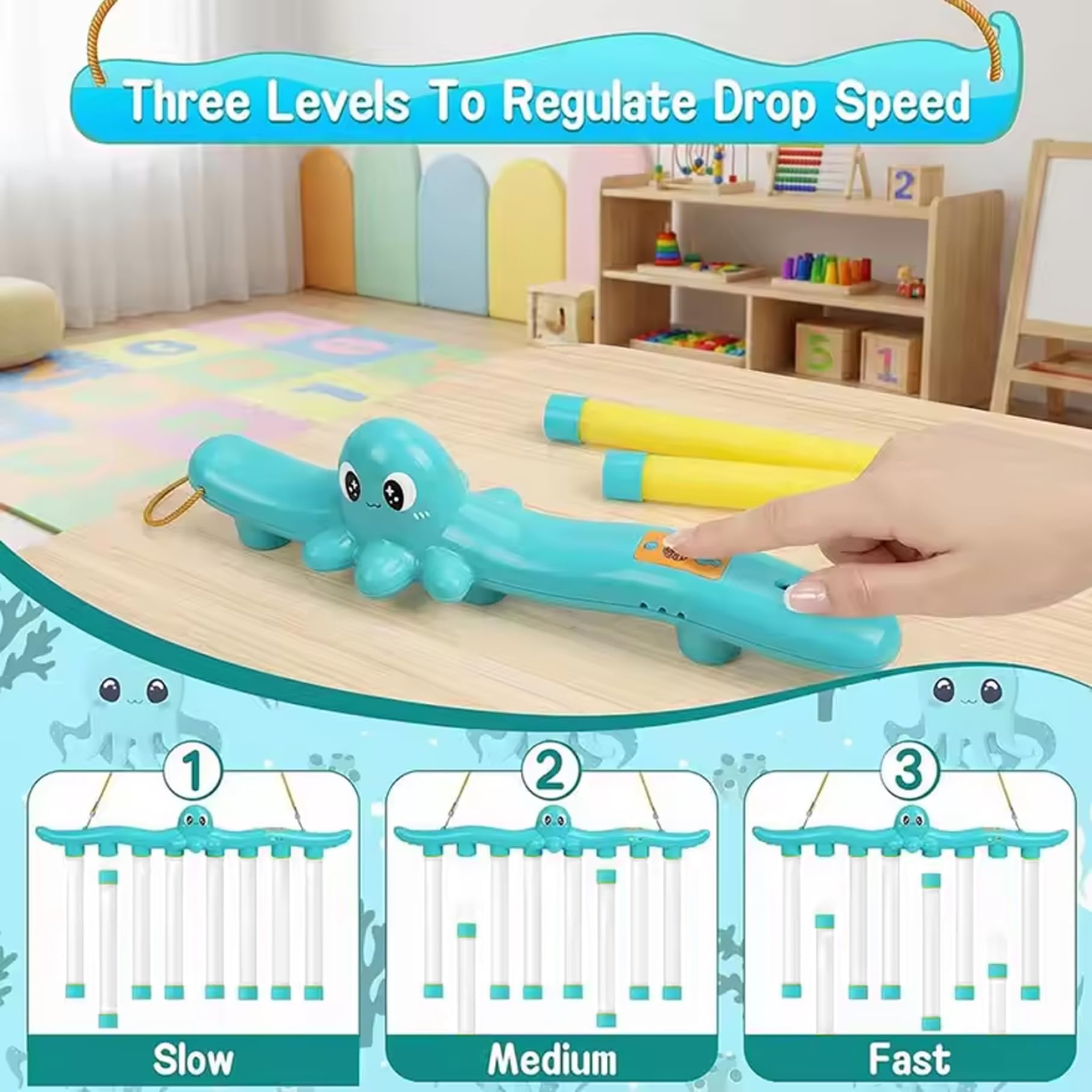 Gcroet Juego Reflex Challenge: Juego de Palos de Captura Recargables por USB con Luces, Juguete de coordinación Ojo-Mano de Velocidad Ajustable para niños, Actividad de Enfoque Familiar, Azul...
