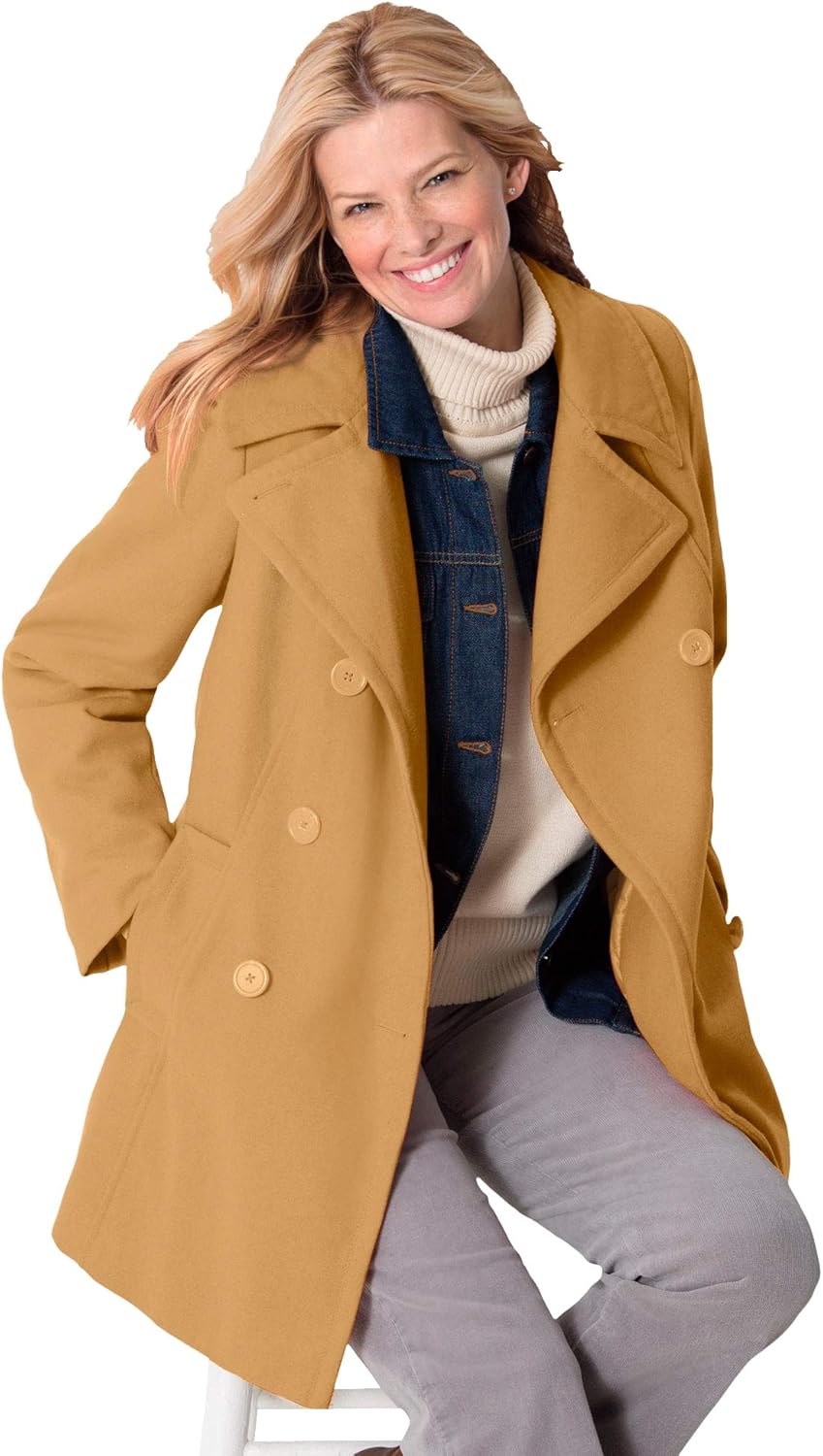 Woman Within Women's Plus Size Wool-Blend Double-Breasted Peacoat : Clothing, Shoes & Jewelry