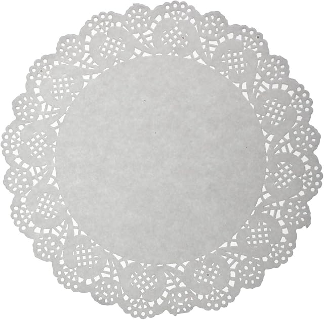 LJY 120 Pieces White Lace Round Paper Doilies Cake Packaging Pads Wedding Tableware Decoration (215mm)