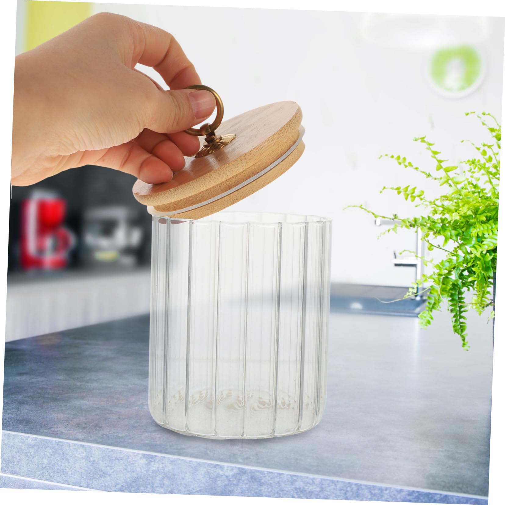 Set da 3 Contenitori con Coperchio per Alimenti in Vetro con Coperchio in Bambù, Capacità 550ml, 850ml e 1150ml, per Cucina con Tenuta e Facili da Pulire