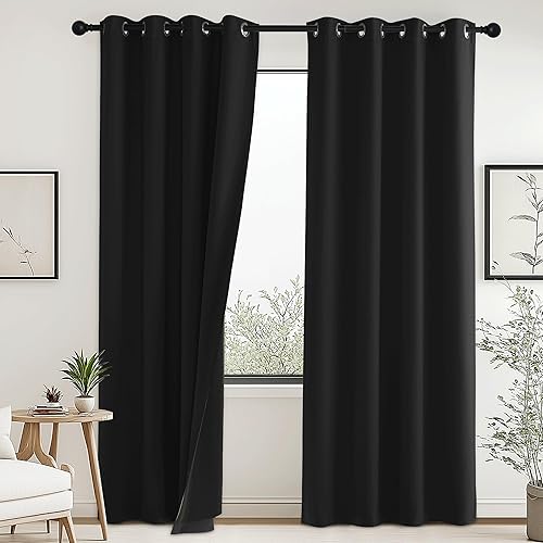 Pony Dance - Cortinas 100% de opacidad, cortinas gruesas de doble capa con bloqueo de luz, cortinas térmicas aisladas que reducen el ruido para