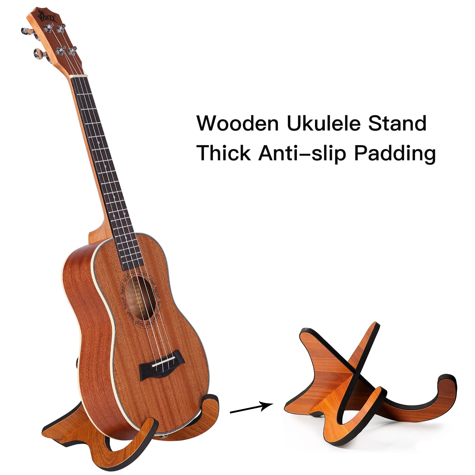Winzz Ukulele Tenore per Adulti e Bambini 26 Pollici, Set per Principianti con Supporto e Capo (Mogano, Opaco)