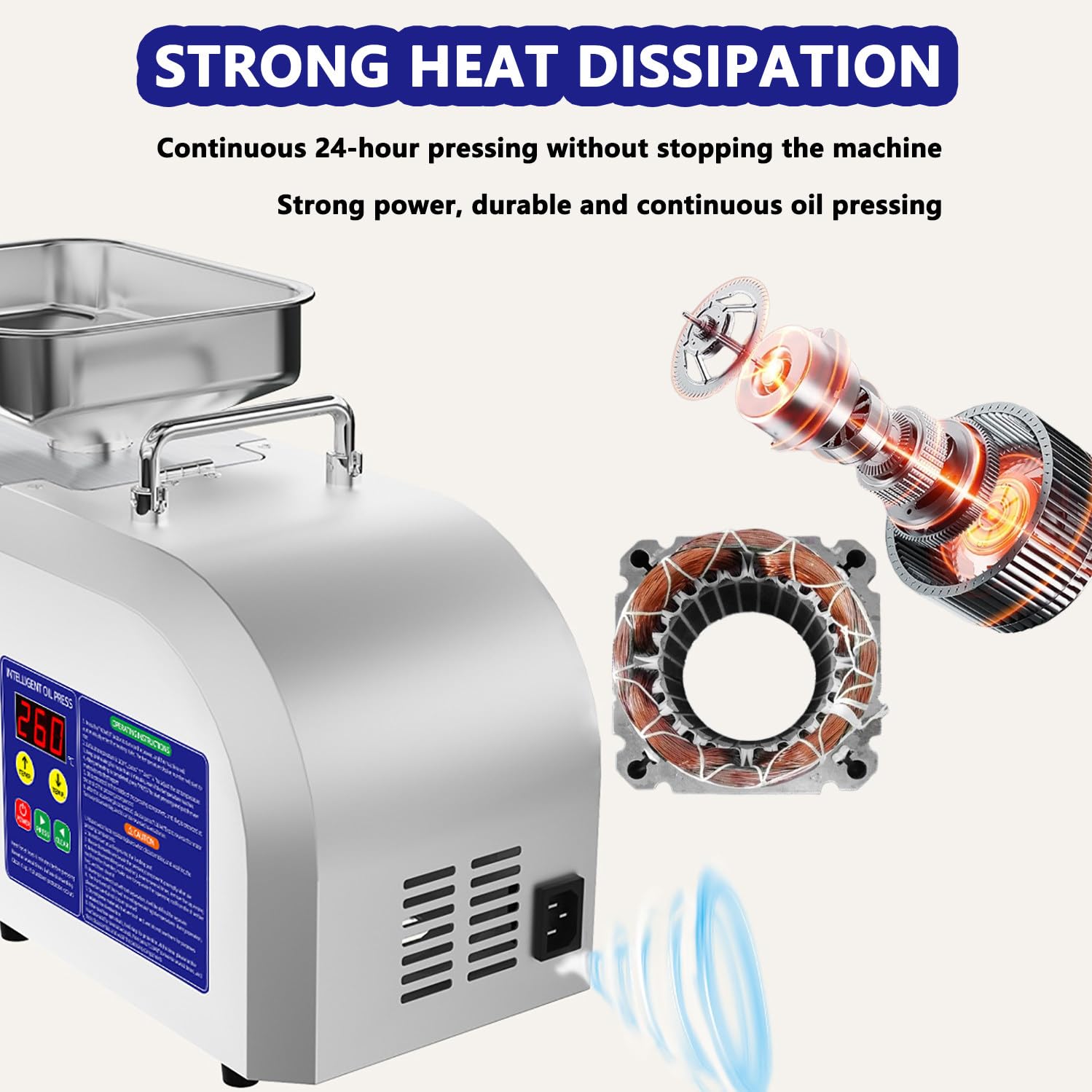 Prensa de Aceite de Oliva Eléctrica Z5 1100W | Máquina Automática de Prensa de Aceite en Acero Inoxidable 304|Prensado en Frío y Caliente|Para Nueces,Semillas,Sésamo,Cacahuetes y Huesos de aceituna