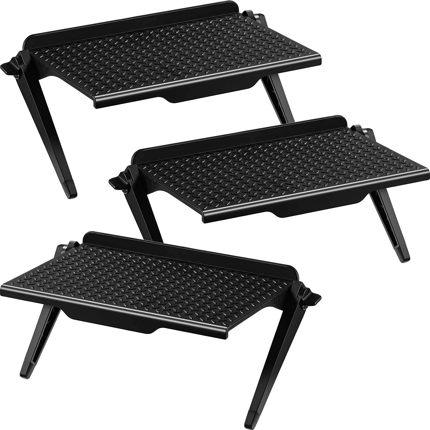 DELFINOScreen Top Shelf, TV Top Storage Bracket, 2-Leg Adjustable Monitor Top Shelf for Cellphone Stand, Media Boxes, Router, Game Console and Home Decor - 3 Pcs