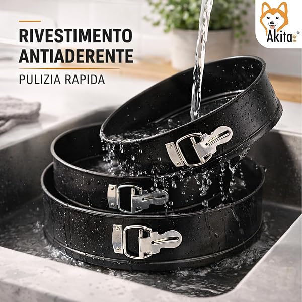 AKITAInk Tortiera a Cerniera Antiaderente da 18 a 28 cm - Stampo per Dolci Apribile, Ideale per Cheesecake, Torte e Preparazioni da Forno (20 cm) - 4