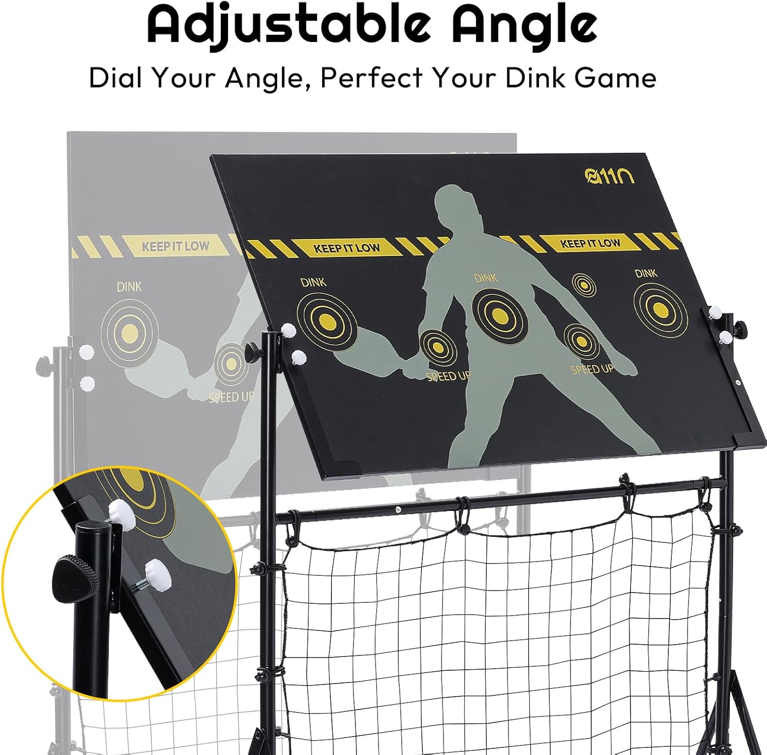 [Upgraded] A11N Pickleball Practice Rebounder, Adjustable Angle Dual-Sided Pickleball Dink Pad - Dink Board for Forehands Backhands Training
