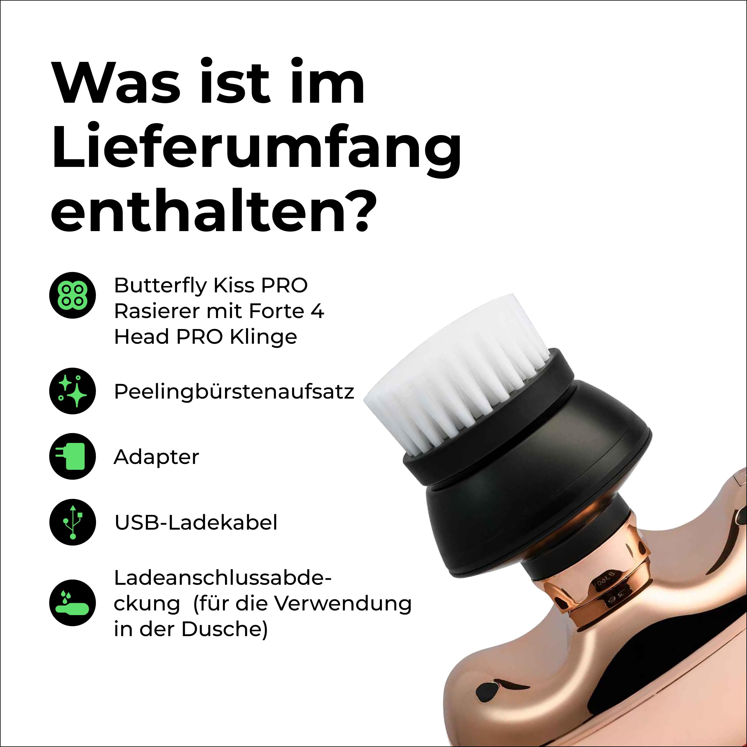 Skull Shaver Butterfly Kiss Pro Roségold – Damen-Trimmer für Körper und Kopf, weiblicher Elektrorasierer, bestes Geschenk für Frauen | Elektrorasierer für Damen, Damenrasierer, Bikini-Trimmer, Gesichtshaarentferner