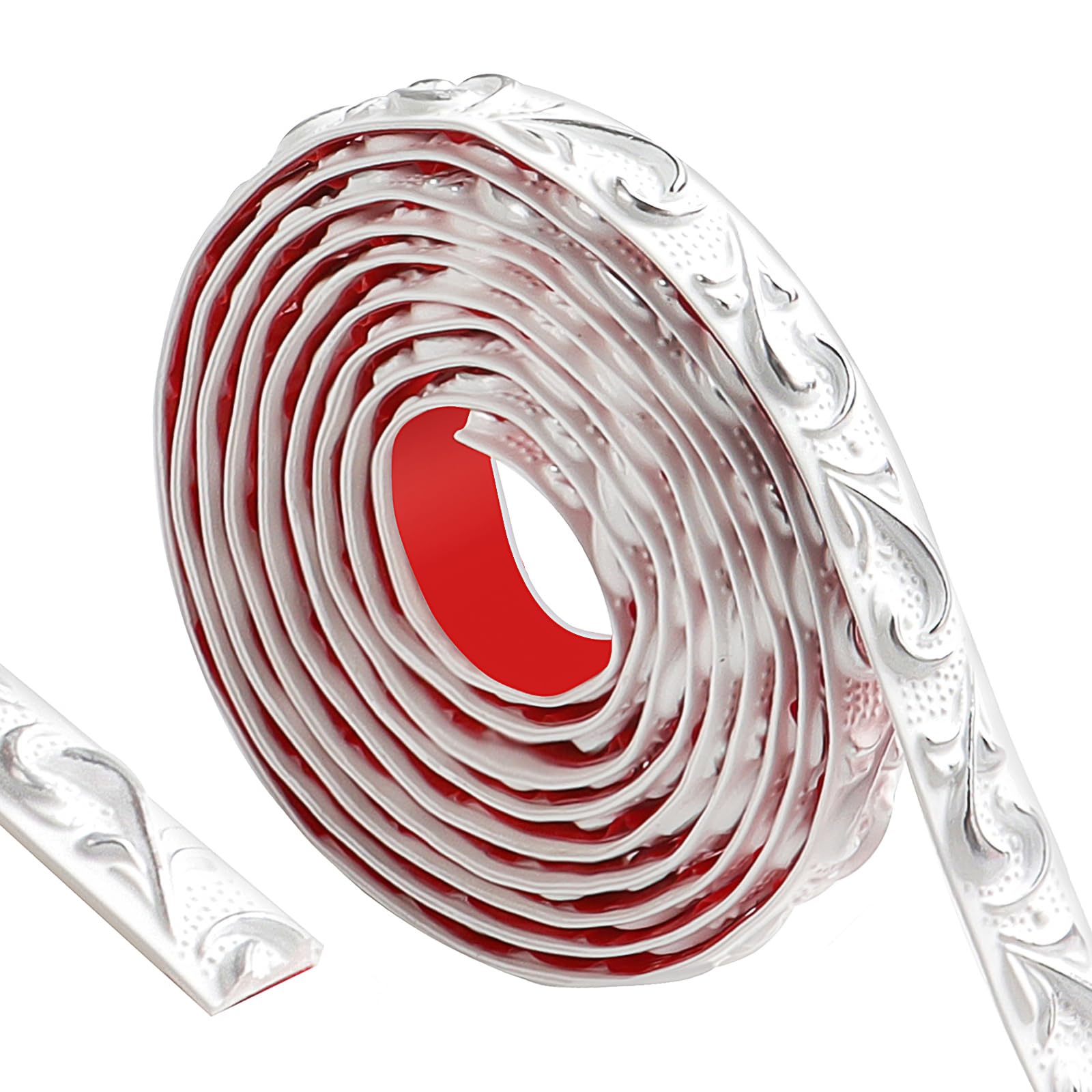 Bordure murale autocollante flexible 3D blanche et argent