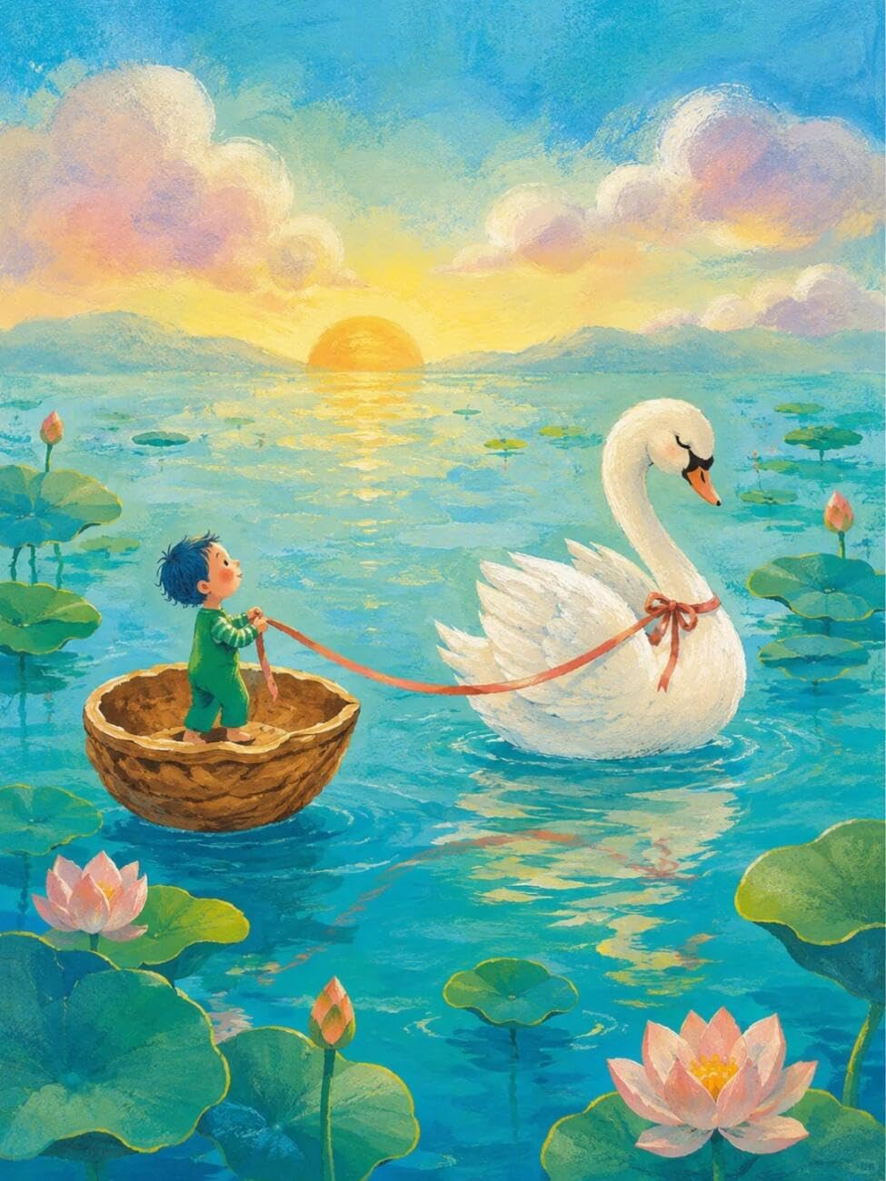Henypt Cross Stitch Kit Cartoon Swan Animal DIY Needlepoint Set for Beginners The Elderly with Accessories Handmade DIY/Gifts 14CT 80x100cm