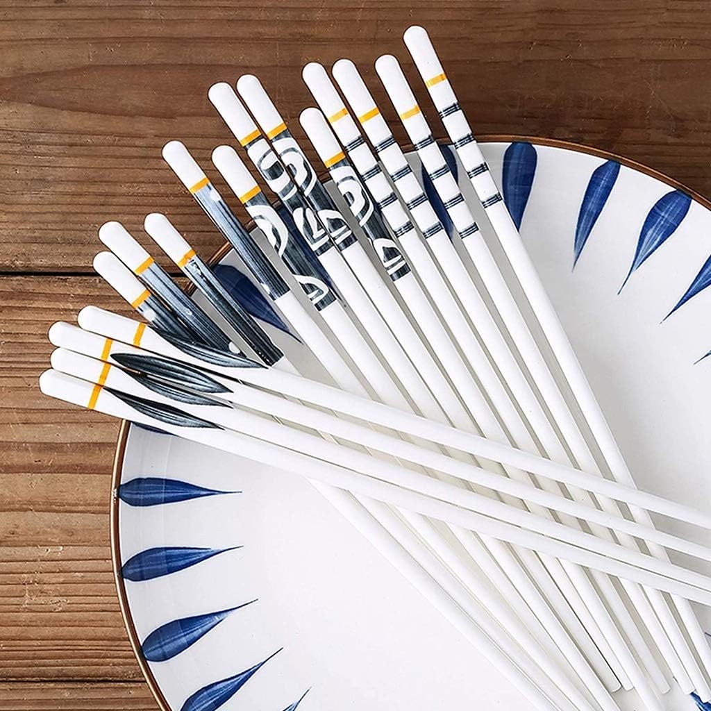 baguette japonaise cooking chopsticks Baguettes avec coffret cadeau, coffret cadeau baguettes en porcelaine japonaise, 10 paires de baguettes réutilisables en céramique(Color:1,Size:)