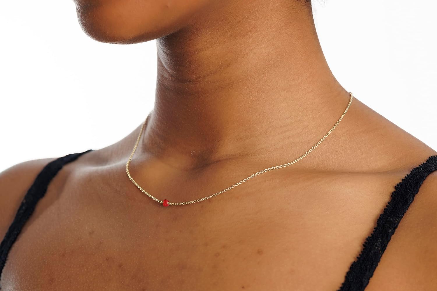 Garnet Necklace for Women, Premium Gold Minimalist Bead Necklaces - Tarnish Free 18K Gold Vermeil Certified S925 Classic Gold Jewelry for Women - Mothers Day Gifts for Mom